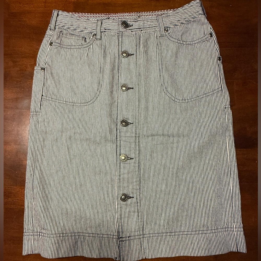 Patagonia Denim Blue and White Striped Pencil Skirt -Size 4 - Picture 1 of 6